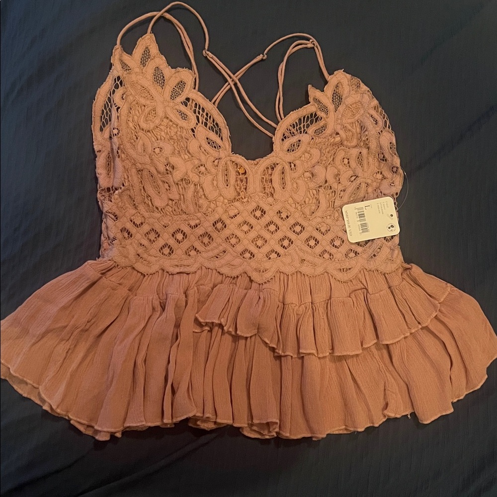 Blush Lace Peplum Top
